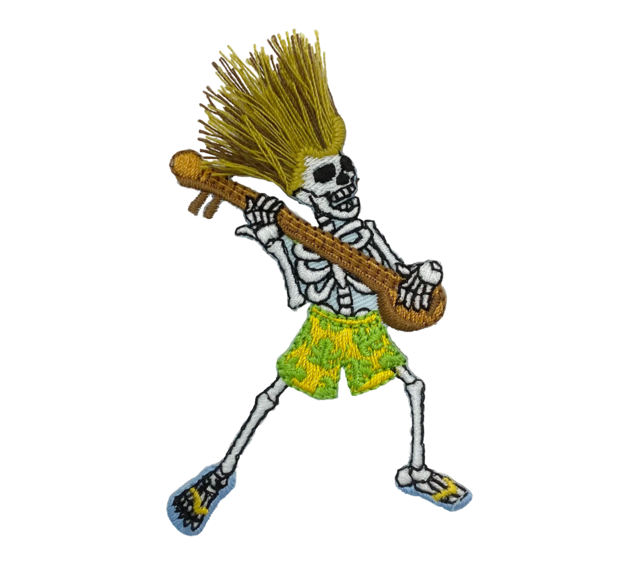 Skeleton with Banjo Guitar, Folk Band, Rockabilly, Embroidered, Iron on Patch